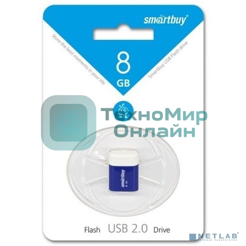 Флешка USB Smartbuy LARA Blue (SB8GbLara-B), 8Gb, USB 2.0, R/W 15/5, синий/белый