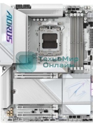 Материнская плата Gigabyte X870E AORUS PRO X3D ICE, AM5, AMD X870E, 4xDDR5, 4xSATA, 4xM.2, 1xPCIe 5.0 x16, 1xPCIe 4.0 x16, 1xPCIe 3.0 x16, 1xHDMI, 1x5Gb LAN, Wi-Fi 7, Bluetooth 5.4, 2xUSB-C 40Gbps (USB4), 2xUSB-C 10Gbps, 5xUSB-A 10Gbps, 3xUSB-A 5Gbps, 3x3.5 мм + S/PDIF оптический, 7.1, белый, ATX