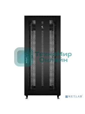 Шкаф серверный напольный Cabeus, IP20, 42U, 2055х800х1000 мм (ВхШхГ), дверь: перфорация, боковая панель: сплошная, разборный, черный