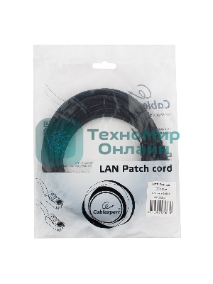 Патч-корд UTP Cablexpert PP12-3M/BK 5e, 3м, литой, многожильный, черный