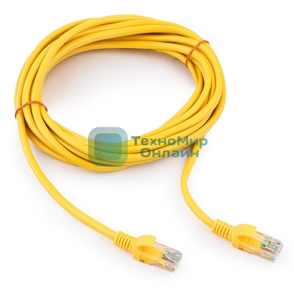 Патч-корд UTP Cablexpert cat.5e, 5м, литой, многожильный (желтый)