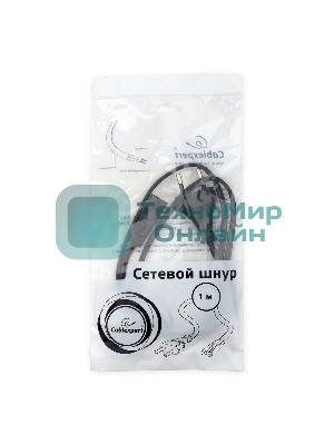 Кабель питания аудио/видео Cablexpert PC-184/2-1М, 1м, CEE 7/16 - C7, 2-pin, 2х0,5, черный, пакет