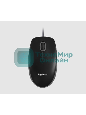 Мышь проводная Logitech B100 черный, 1000 dpi, USB, кнопки - 3