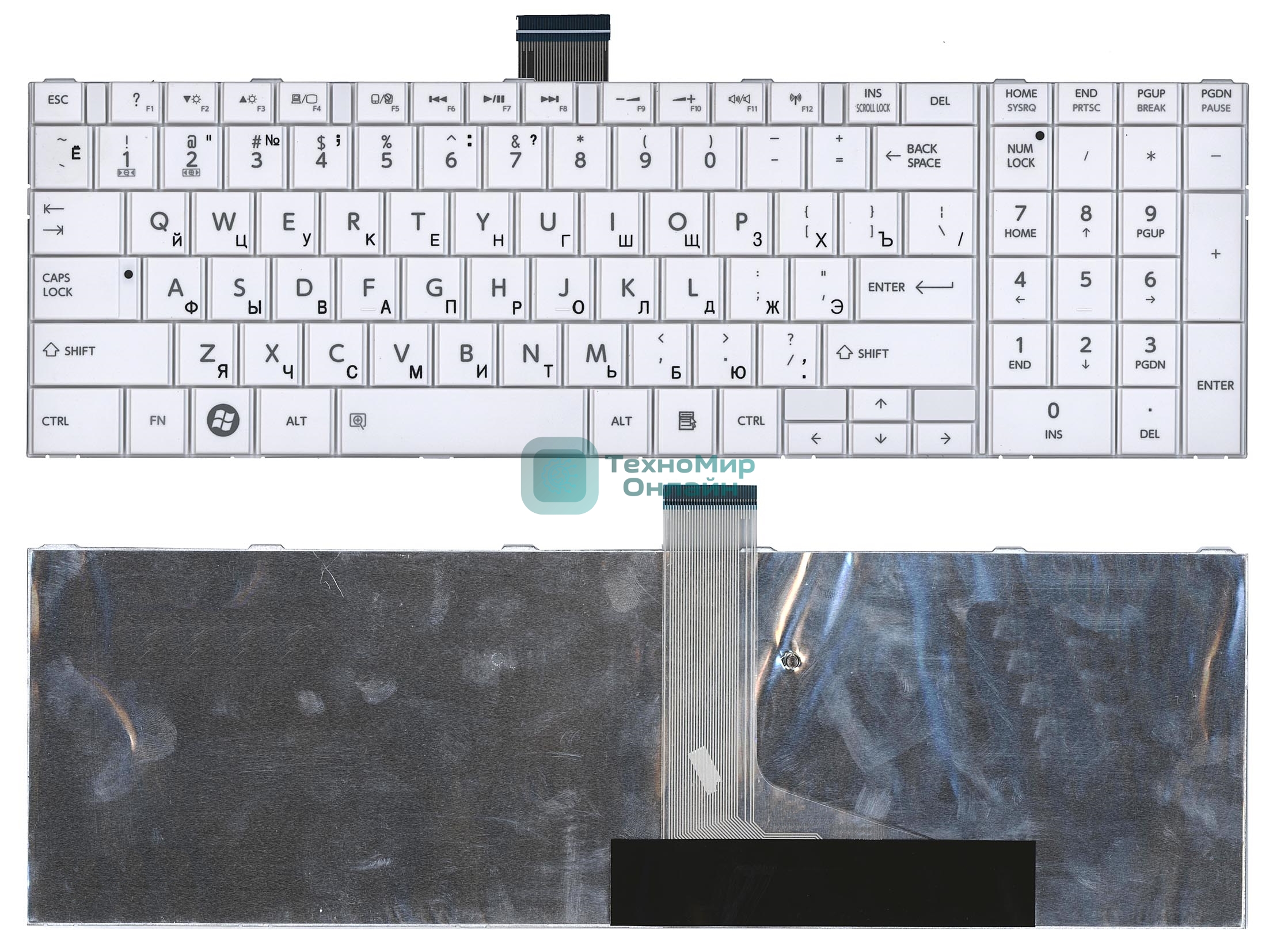 Клавиатура для ноутбука Toshiba Satellite C850 C855 C870 белый