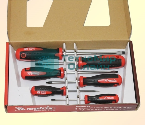 Набор отверток Matrix сталь s2 двухкомпонентные рукоятки 6шт