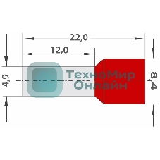 Наконечник штыревой втулочный изолированный Rexant F-12 мм 10 мм² (НШВи 10-12) красный