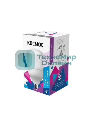 Лампа светодиодная высокомощная Космос LED 40Вт E27 6500К (переходник с E27 на E40 в комплекте)