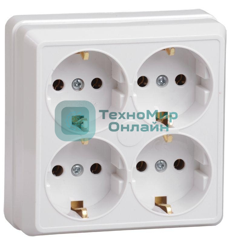 Розетка IEK ERO41-K01-16-DC РС24-3-ОБ 4местн. с з/к 16А откр.уст. ОКТАВА (белый)