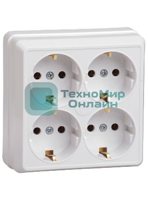 Розетка IEK ERO41-K01-16-DC РС24-3-ОБ 4местн. с з/к 16А откр.уст. ОКТАВА (белый)