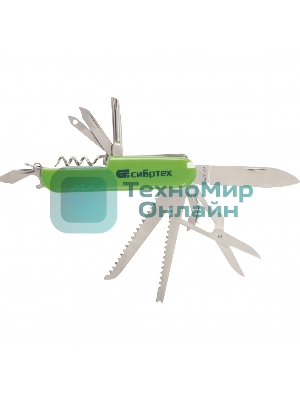 Нож многофункциональный Сибртех компактный размер, 15 функций, 90 мм