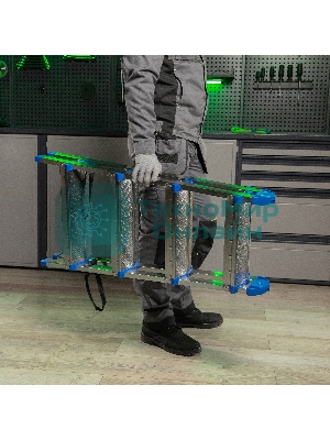 Стремянка двухсторонняя Сибртех 4 ст., сталь профиль, стальные ступени