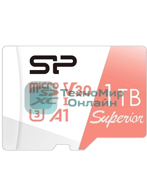 Флеш карта microSD 1Tb Silicon Power Superior A1 microSDXC Class 10 UHS-I U3 100/80 Mb/s (SD адаптер)