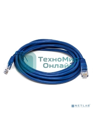 Кабель патч-корд, Filum FL-U6-3M-BL U/UTP 6 cat. 3м, 26AWG(7x0.16 мм), омедненный алюминий (CCA), PVC, синий