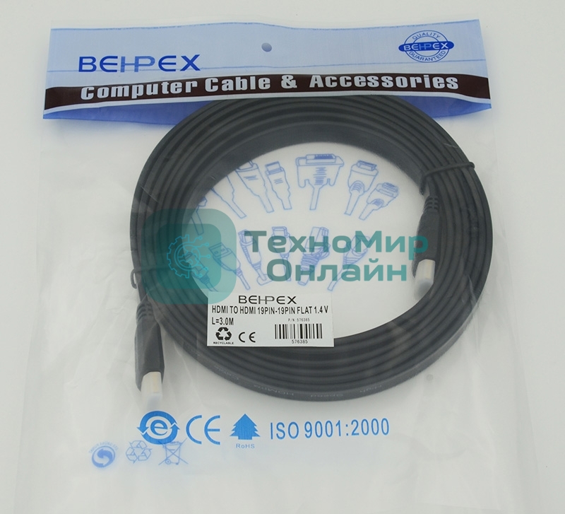 Кабель аудио-видео Behpex HDMI (m)/HDMI (m) 3м. черный