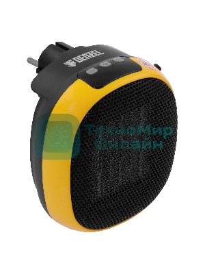 Тепловентилятор керамический Denzel DTFC-700 портативный, черный/желтый, 700 Вт, 10 м2, цифровой термостат