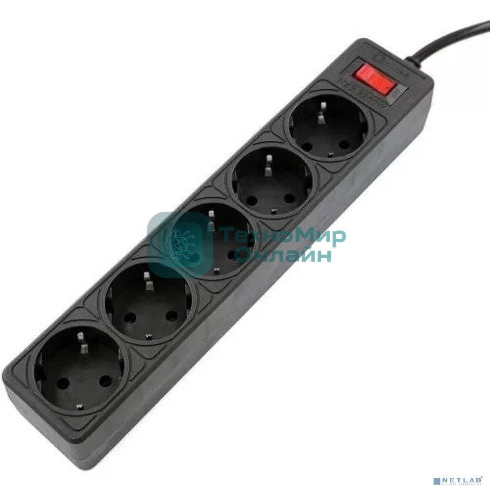 Сетевой фильтр 5bites GARDA SP5B-518 5S, 3x0.75 мм2, 1.8 м, черный