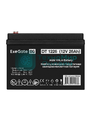Батарея для ИБП ExeGate DT 1226 (12V 26Ah), клеммы под болт М5