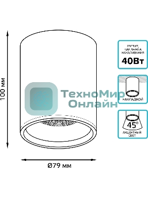 Светильник Gauss Overhead потолоч. белый (HD011)