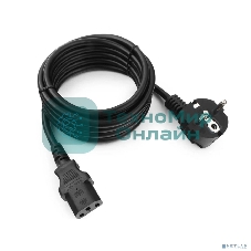 Кабель питания Cablexpert PC-186-1.5-3M, Schuko-C13, 3x1.5мм2, 10A, с заземлением, медь, 3м, черный, пакет