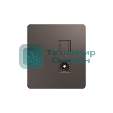 Розетка телевизионная Kranz ROUND компьютерная RJ45 кат6 + TV с/у титан