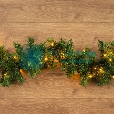 Еловый шлейф Neon-night искуственный 2,7 м Теплое белое свечение 80 LED