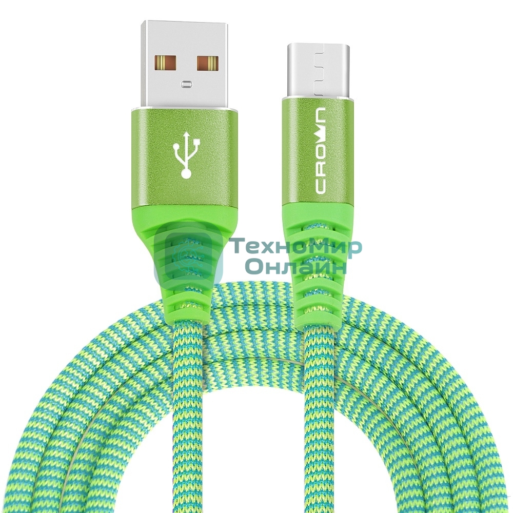 Кабель Crown USB - USB Type-C CMCU-3102C green