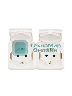 Розетка Legrand 2-м ОП Quteo 16А с защитной крышкой, защитные шторки, с заземлением IP44 белая Leg 782323