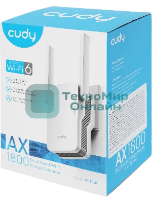 Повторитель беспроводного сигнала Cudy RE1800 AX1800 10/100/1000BASE-TX/Wi-Fi белый