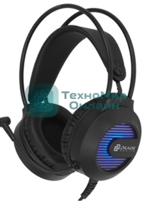Гарнитура Oklick HS-L300G чёрный, проводная, 3.5 мм, подсветка