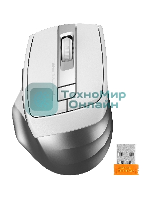 Мышь беспроводная A4Tech Fstyler FG35 серебристый/белый, 2000 dpi, радиоканал, USB, кнопки - 6