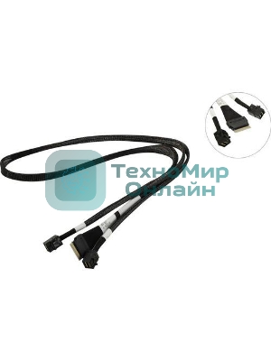 Кабель Broadcom 05-60003-00 Slimline SASx8 (SFF8654) -to- 2 SAS HD x4 (SFF8643)+ SFF9402, 1M