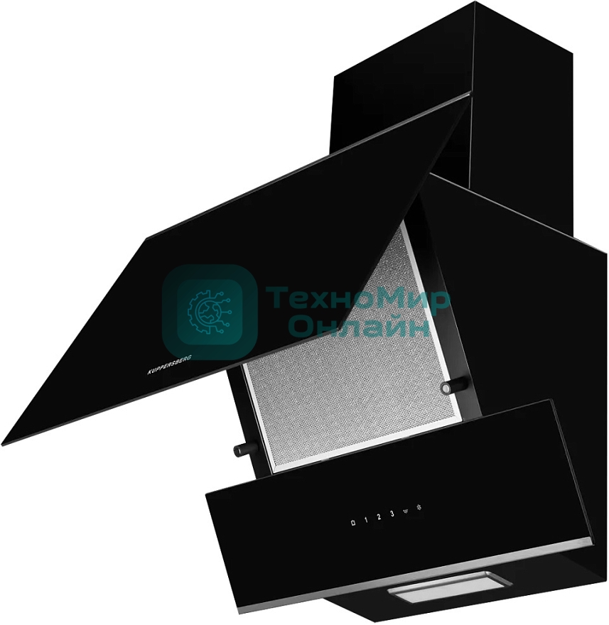 Вытяжка наклонная Kuppersberg F 600 BX, черный/нержавеющая сталь, 60 см, 850 куб. м/ч, 46 дБ