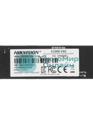 Накопитель SSD Hikvision HS-SSD-E1000/512G Hiksemi, 512Gb, PCIe 3.0 x4, M.2 2280, NVMe, R/W 2000/1610