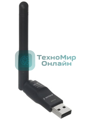 Сетевой адаптер Wi-Fi Gembird WNP-UA-011, 150 Мбит, с антенной, USB, 802.11b/g/n, MT7601