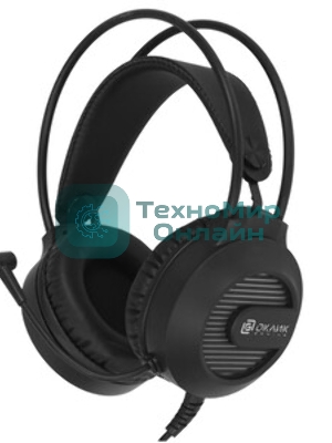 Гарнитура Oklick HS-L300G чёрный, проводная, 3.5 мм, подсветка