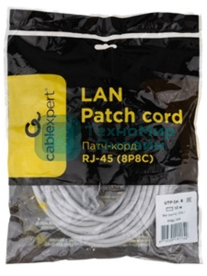 Патч-корд FTP Cablexpert cat.6, 10м, литой, многожильный, желтый
