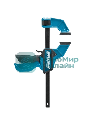 Струбцина реечная Gross быстрозажимная, пистолетного типа, пошаг. механизм, пластиковый корпус,150 мм