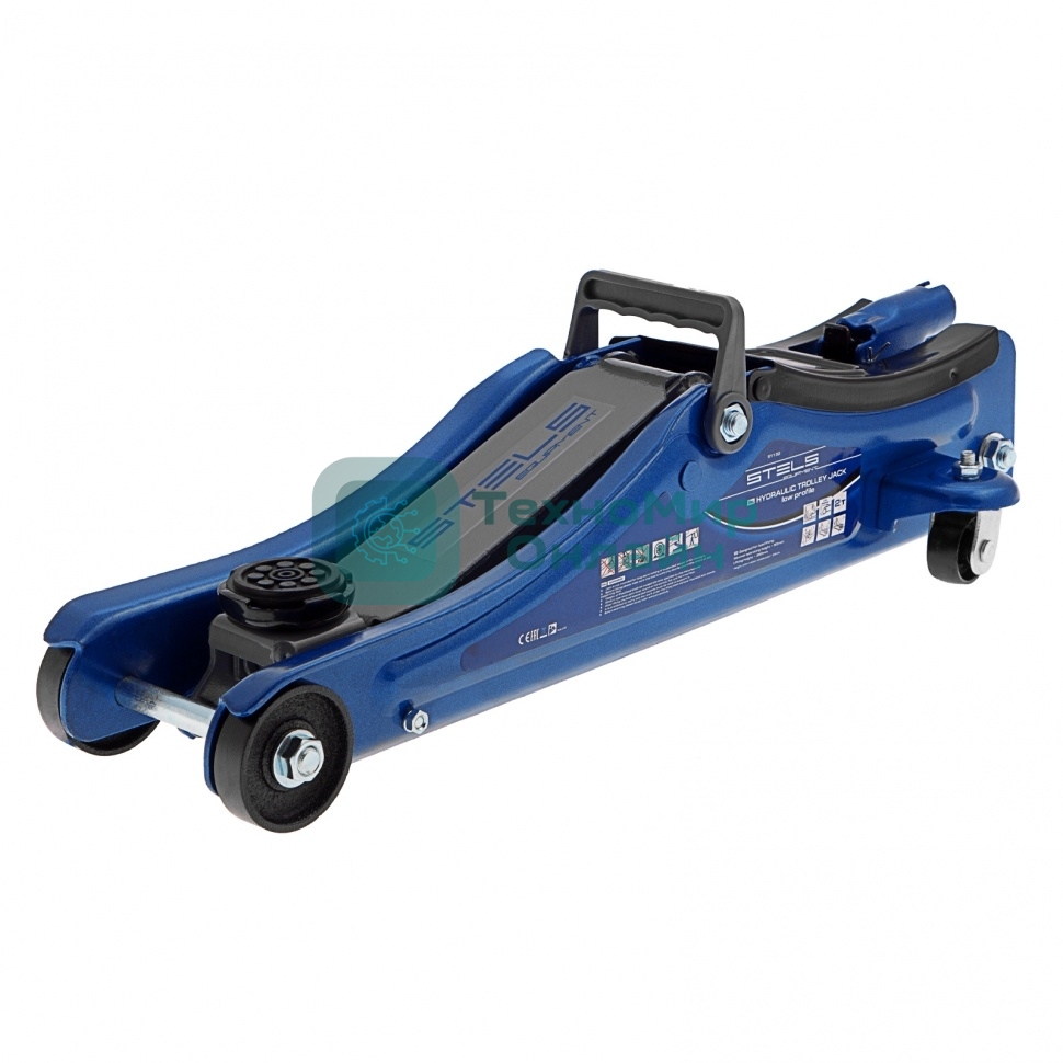 Домкрат Stels 51130 гидравлический подкатной в пластиковом кейсе 2 тонны low profile 80-380 мм