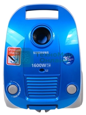 Пылесос Samsung VCC4140V3A синий, 320/1600 Вт, уборка сухая, пылесборник мешок 3 л