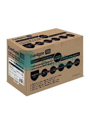 Стабилизатор напряжения ExeGate Expert AS-500 (500ВА, вход 140...260В, двойная цифр. индикация вход/вых. напряжения, выход 220В±8%, КПД 98%, 5 уровней защиты, задержка, метал. корпус, евророзетка, RTL)