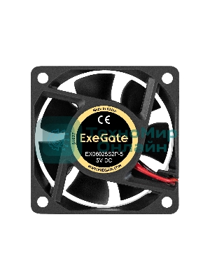 Вентилятор 5В DC ExeGate EX06025S2P-5 (60x60x25 мм, Sleeve bearing (подшипник скольжения), 2pin, 3500RPM, 25dBA)