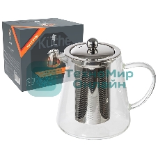 Чайник заварочный AROMA, объем:750 мл (боросиликатное стекло, нерж.сталь)