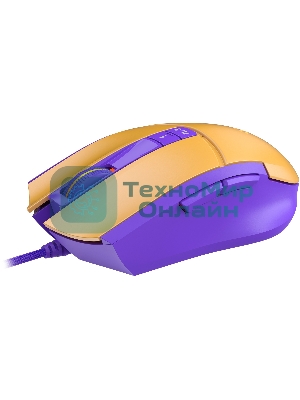 Мышь проводная A4Tech Bloody L65 Max желтый/фиолетовый, 12000 dpi, USB, кнопки - 7