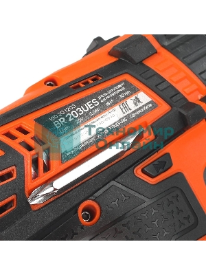 Дрель-шуруповерт Patriot BR 203UES, 20 В, 2 Ач, 30 Нм, щеточный