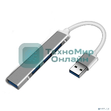 USB-концентратор ORIENT CU-322, USB 3.0 (USB 3.1 Gen1)/USB 2.0 HUB 4 порта: 1xUSB3.0+3xUSB2.0, USB штекер тип А, алюминиевый корпус, серебристый (31234)