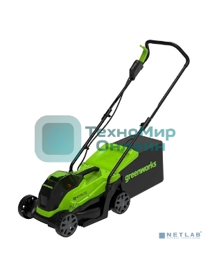 Газонокосилка аккумуляторная GreenWorks GD24LM33k4, 24v, 33 см, 1хАКБ 4А·ч и ЗУ (2516107UB)
