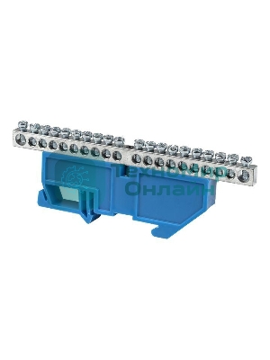 Шина нулевая N 6х9 20 отвер. никель син. изолятор на DIN-рейку PROxima EKF sn1-63-20-d