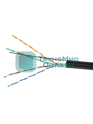 Кабель Cablexpert UPC-5051E-4-CU-OUTR/100, UTP outdoor 4x2x0.51 на тросу, медный, кат.5e, однож., 100м, box, черный