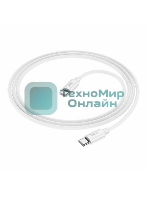 Кабель USB2.0 Hoco Type-C/Type-C, 3А, 60Вт, силиконовая оплетка, X87, 1м, белый, коробка