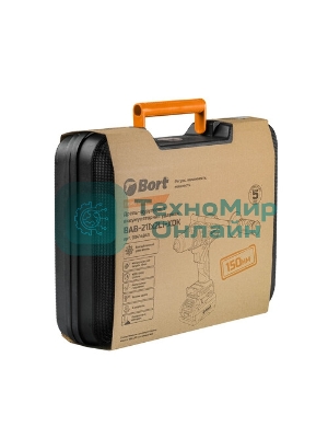 Дрель-шуруповерт Bort BAB-21Ix2Li-XDK, 18 В, 4 Ач, 150 Нм, бесщеточный, ударная
